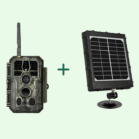 Bundle of Solar Panel and Bluetooth WIFI Trail Cameras 64MP 1296P with Night Vision Motion Activated Waterproof | A280W
